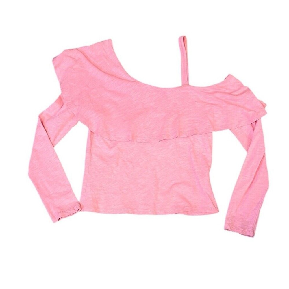 Postmark Anthropologie Light‎ Pink One Shoulder Ruffle Flounce Top Size Small S